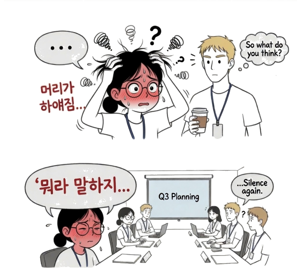 외국인 앞과 회의에서 머리가 하얘지는 상황
